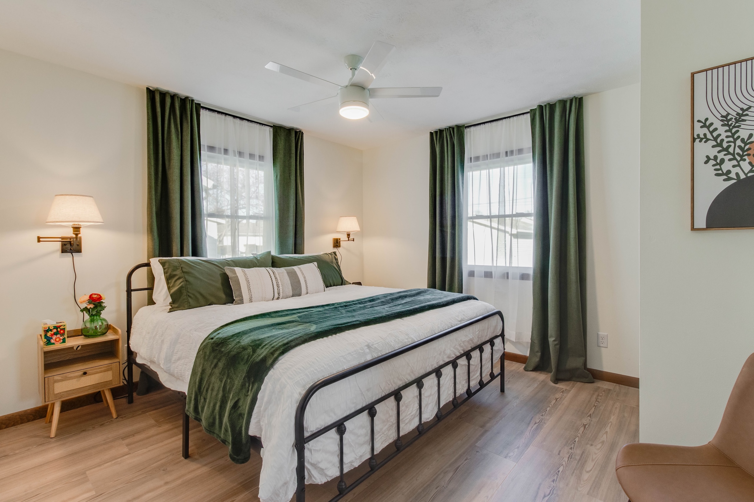 Primary bedroom with king bed